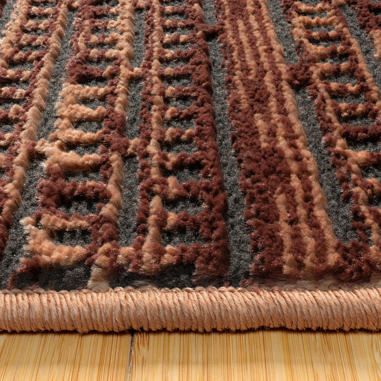 Missha Dario Dark Brown Tufted Rectangular Synthetic Rug, 6' x 9'