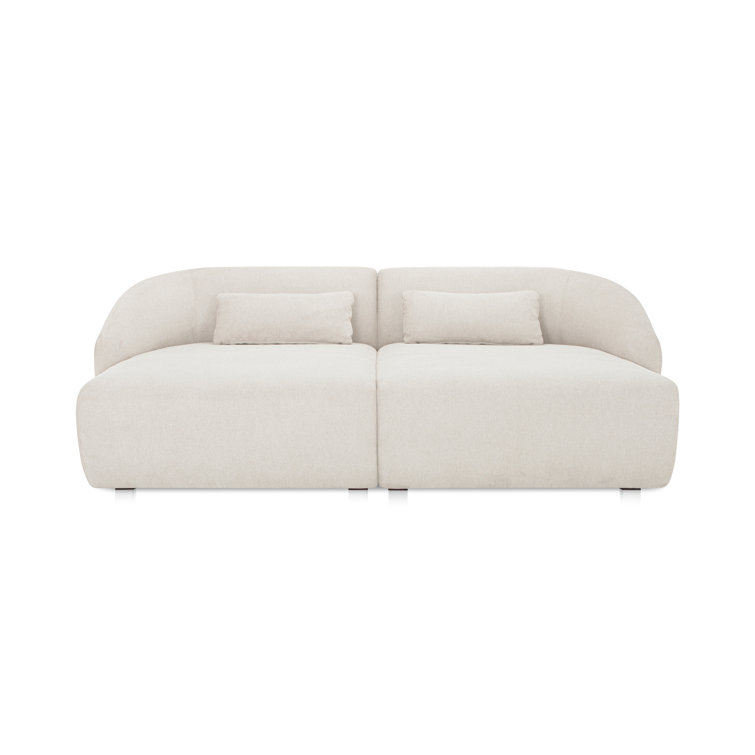 Warm White Fabric Modular Sofa with Sloped Arms