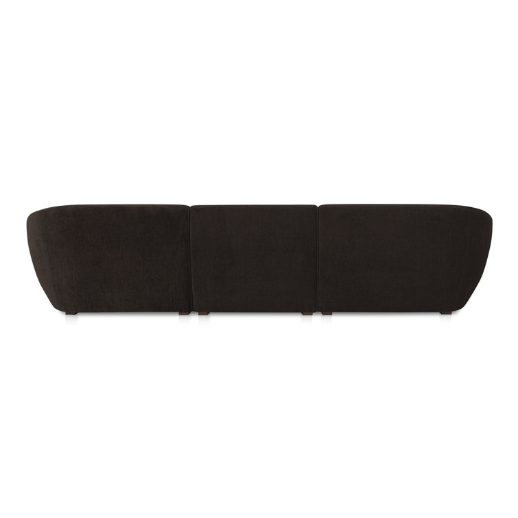 Dark Brown Polyester Modular L-Shaped Sectional Sofa
