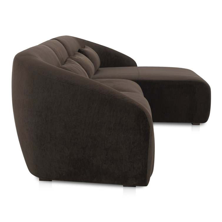Dark Brown Polyester Modular L-Shaped Sectional Sofa