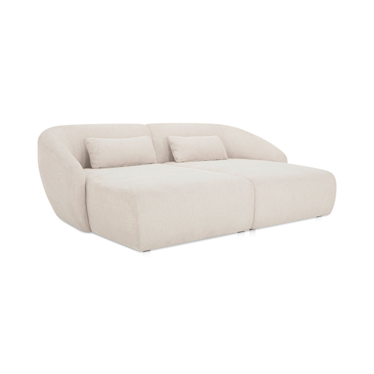 Warm White Fabric Modular Sofa with Sloped Arms