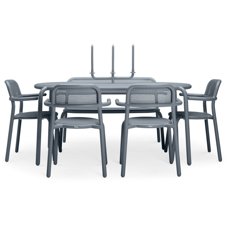 Elephant Gray Powder-Coated Aluminum Outdoor Dining Table