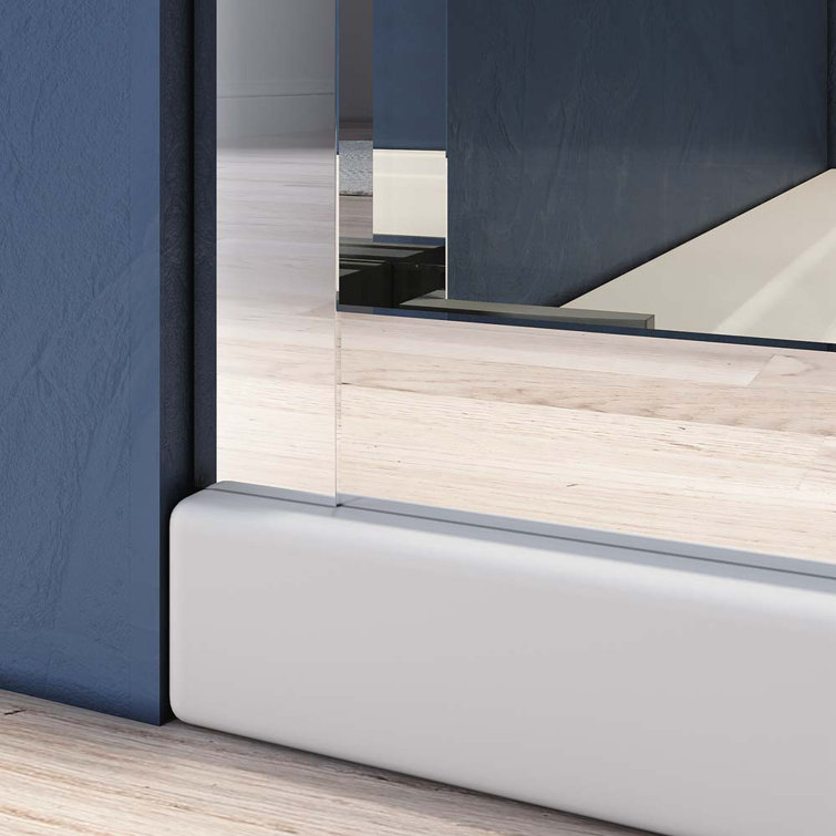Chrome Frameless Double Sliding Shower Door with Clear Tempered Glass