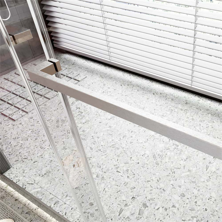 60'' Frameless Double Sliding Shower Door with Brushed Nickel Finish