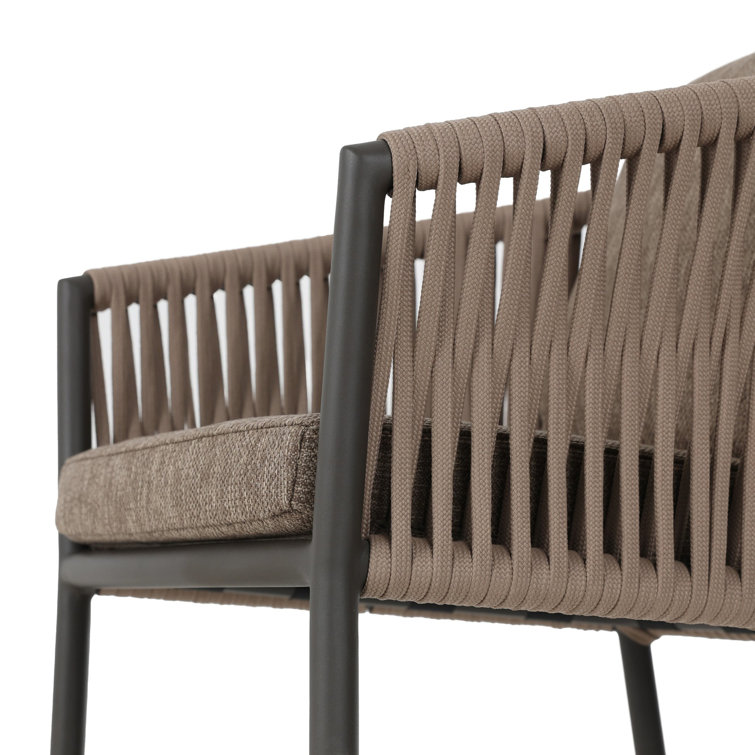 Gray Aluminum Outdoor Bar Stool with Cushions