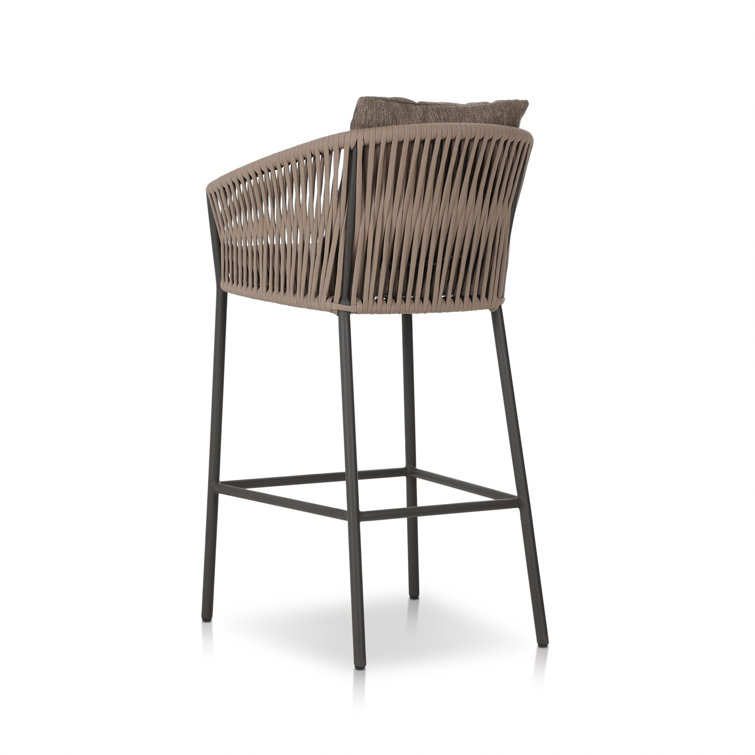 Gray Aluminum Outdoor Bar Stool with Cushions
