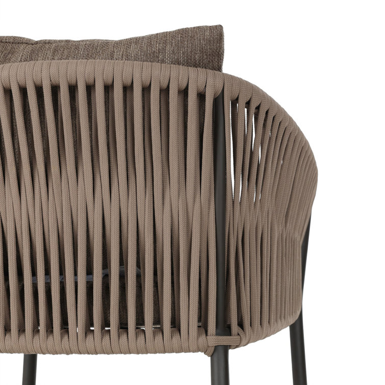 Gray Aluminum Outdoor Bar Stool with Cushions
