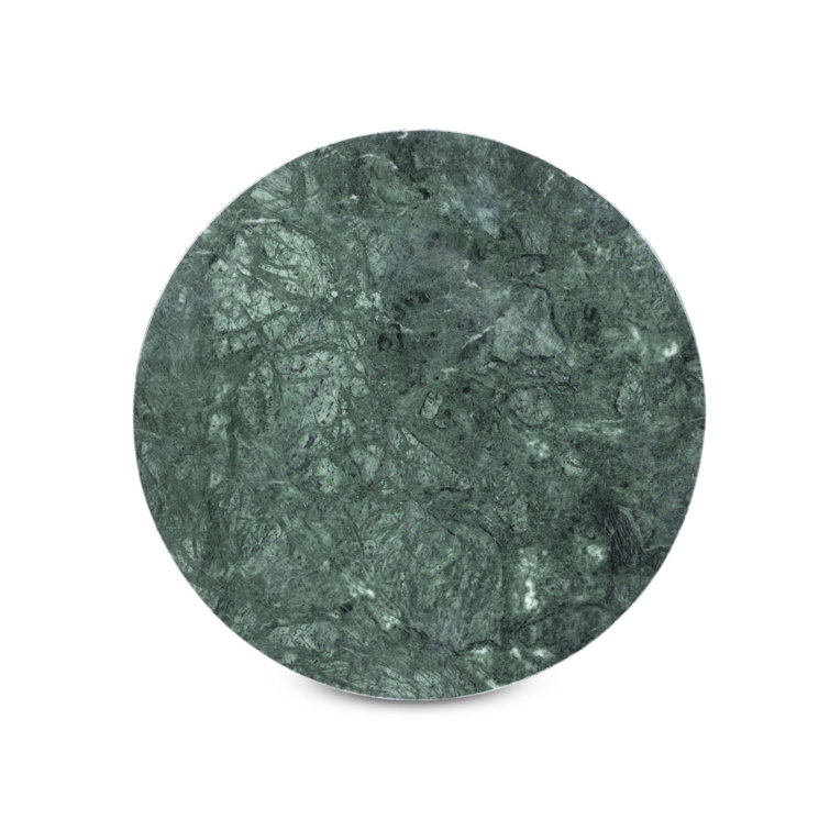 Hunter Green Marble and Rust Metal Round End Table