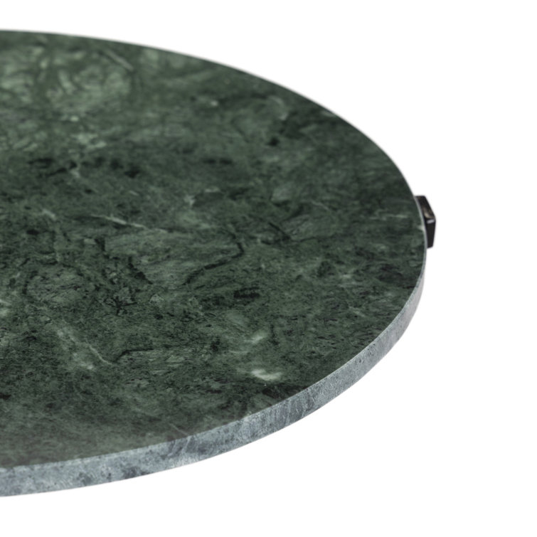Hunter Green Marble and Rust Metal Round End Table