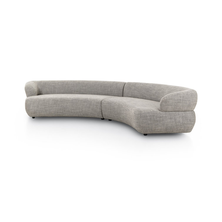 Athens Gray Curved Polyester Blend 2-Piece Sofa