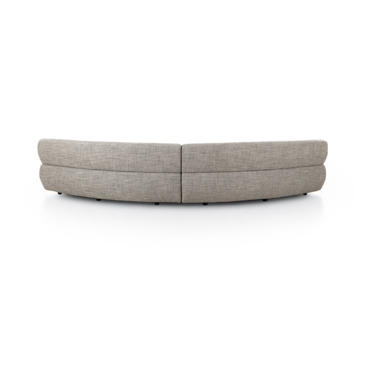 Athens Gray Curved Polyester Blend 2-Piece Sofa