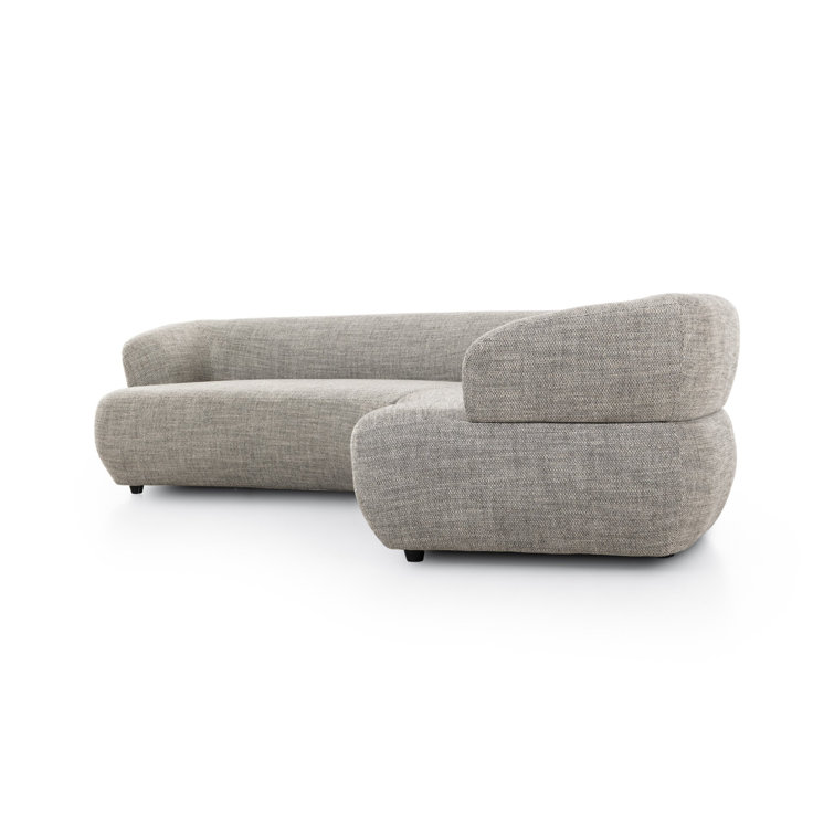 Athens Gray Curved Polyester Blend 2-Piece Sofa