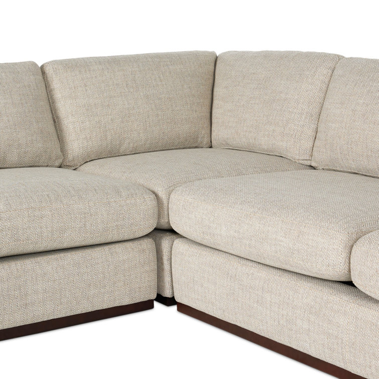 Aldred Silver Contemporary 120" Flared Arm Sectional Sofa