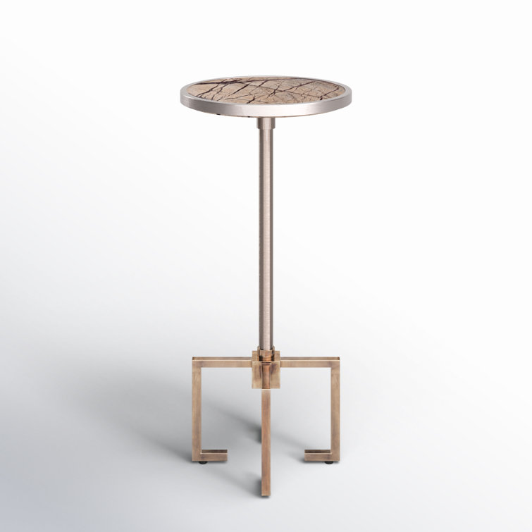 Butler Rose-Hued Marble & Antique Brass Round End Table