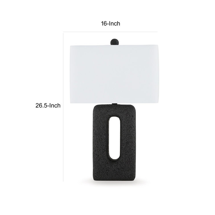 Black Textured Polyresin Table Lamp Set with 3-Way Switch
