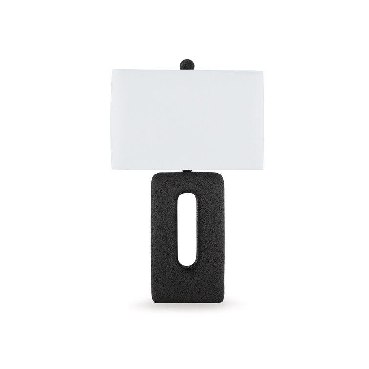 Black Textured Polyresin Table Lamp Set with 3-Way Switch