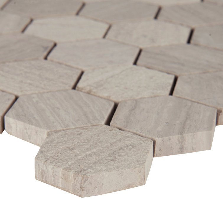 Hexagon Gray and Beige Marble Mosaic Tile Sheet