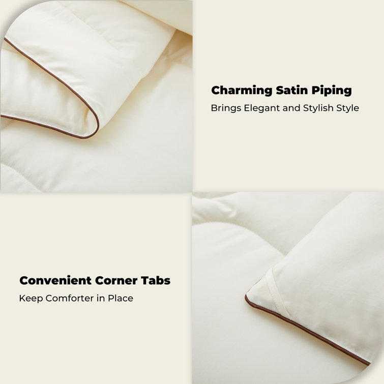 Cream Full Satin Down Alternative Comforter Set
