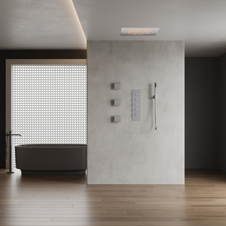 20" Brushed Nickel LED Ceiling Mount Shower System with Bluetooth