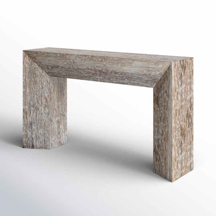 Whitewashed Brown Solid Wood Rectangular Console Table