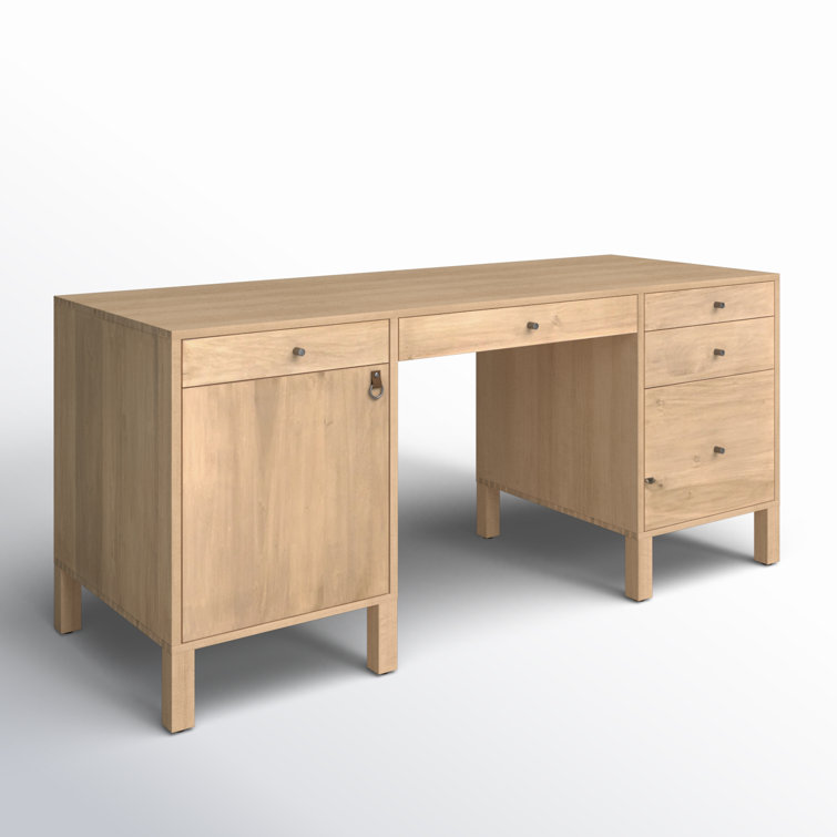 Dry Wash Poplar Solid Wood Executive Desk with Drawers