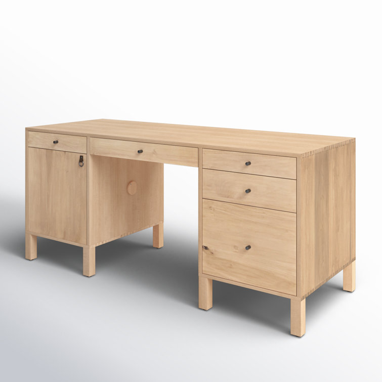 Dry Wash Poplar Solid Wood Executive Desk with Drawers