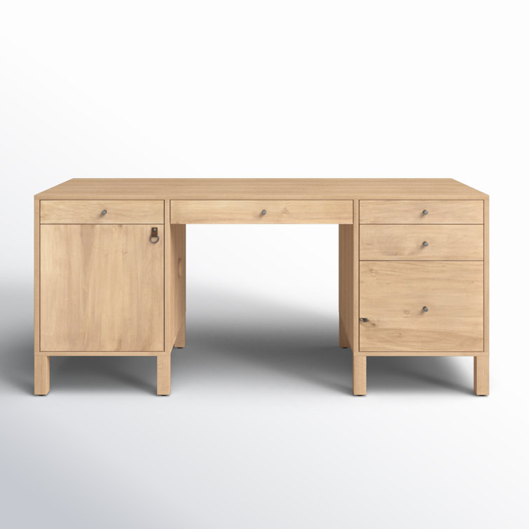 Dry Wash Poplar Solid Wood Executive Desk with Drawers