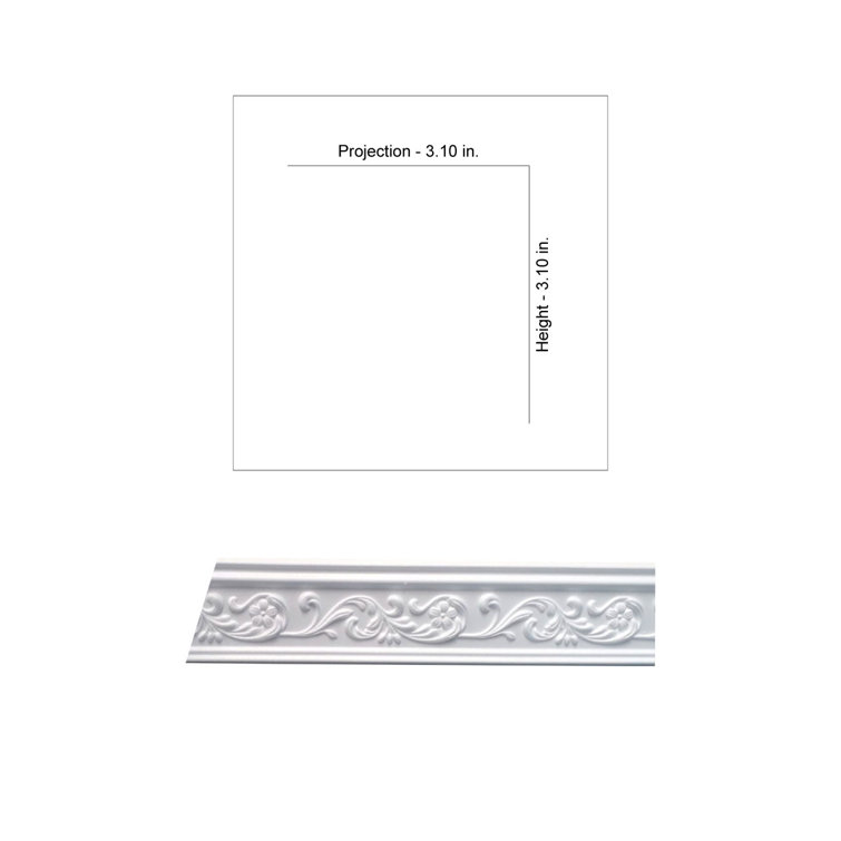 Floral White Foam Crown Molding for Ceiling