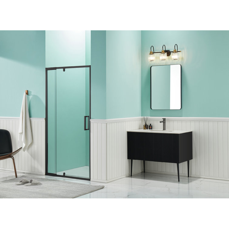 Matte Black 36'' x 72'' Pivot Shower Door with Clear Glass