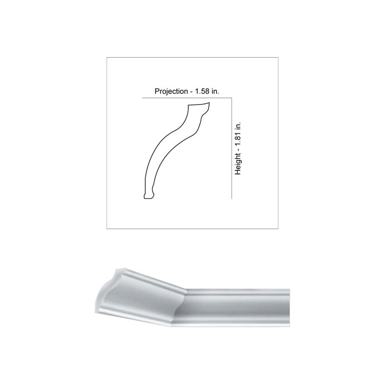 Julio 6.5 ft White Styrofoam Crown Molding