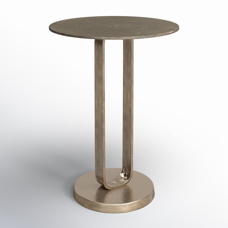 Aged Bronze Round Metal End Table