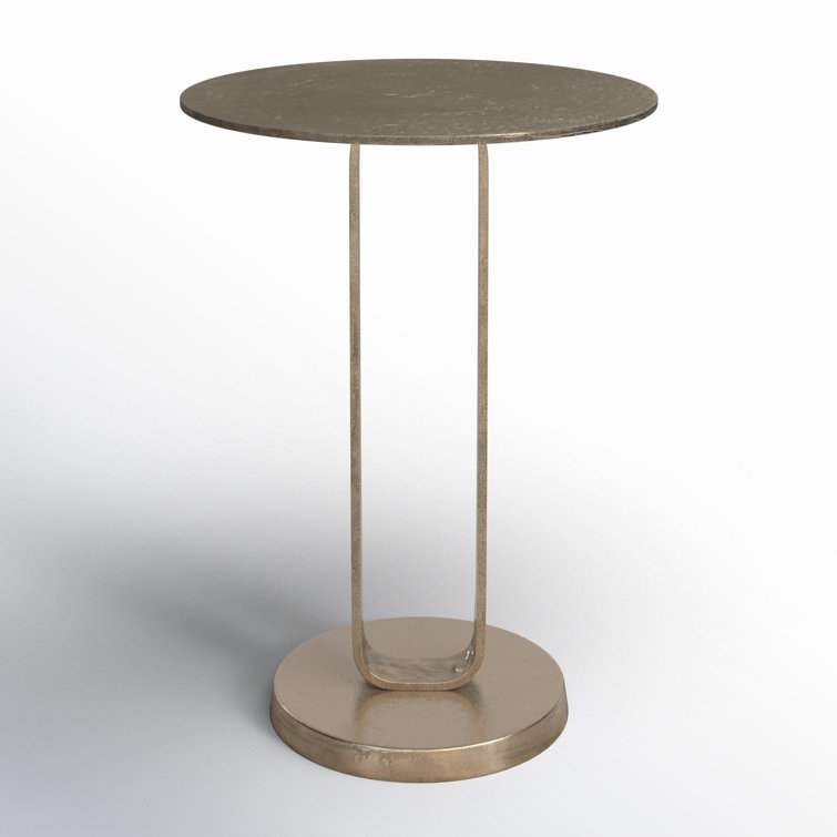Aged Bronze Round Metal End Table