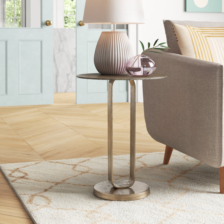 Aged Bronze Round Metal End Table
