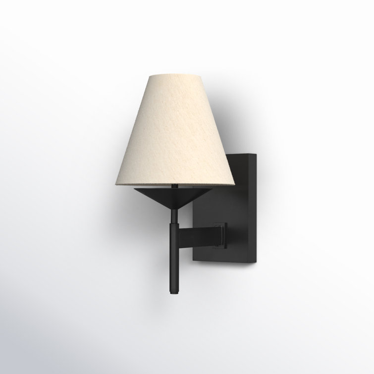 Black Iron Dimmable Wall Sconce with Beige Shade
