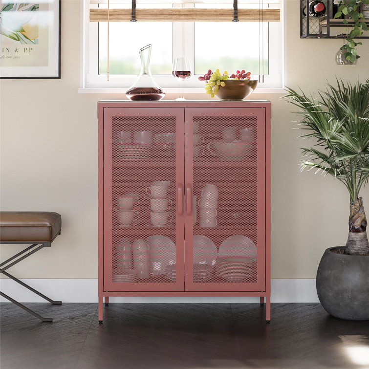 Terracotta Metal 2-Door Adjustable Shelving Accent Cabinet