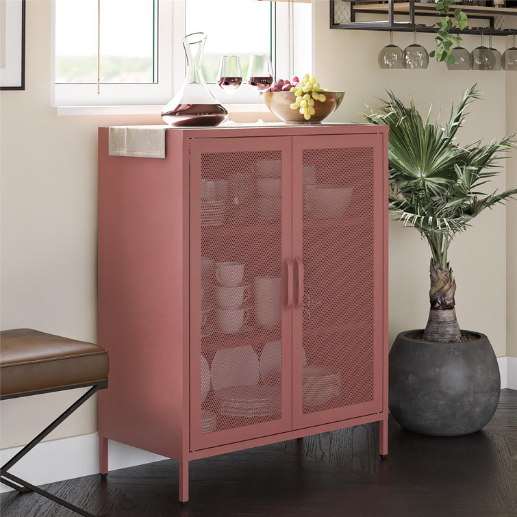 Terracotta Metal 2-Door Adjustable Shelving Accent Cabinet