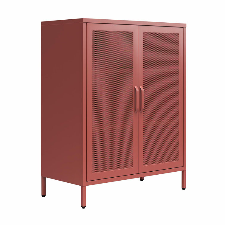 Terracotta Metal 2-Door Adjustable Shelving Accent Cabinet