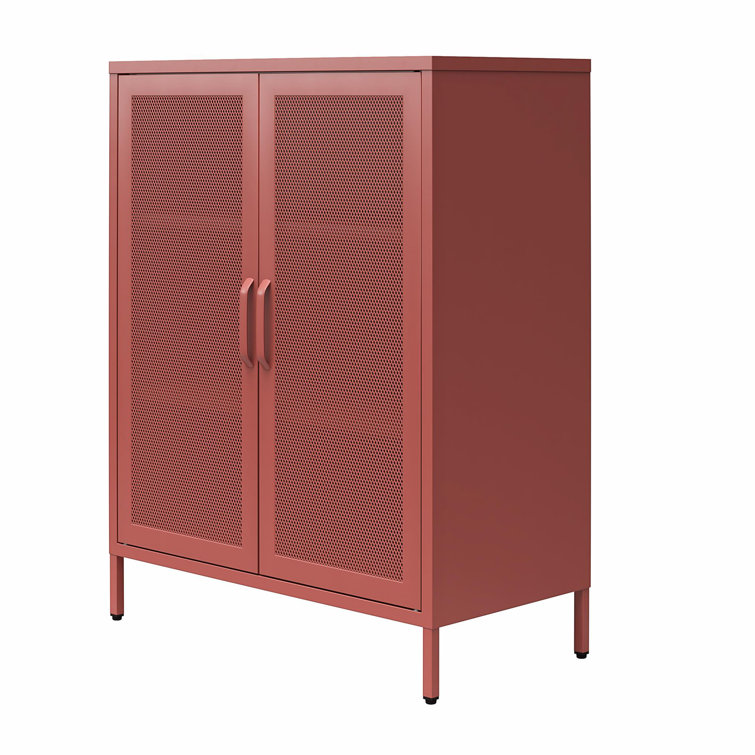 Terracotta Metal 2-Door Adjustable Shelving Accent Cabinet