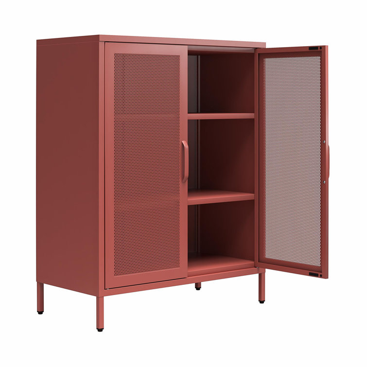 Terracotta Metal 2-Door Adjustable Shelving Accent Cabinet