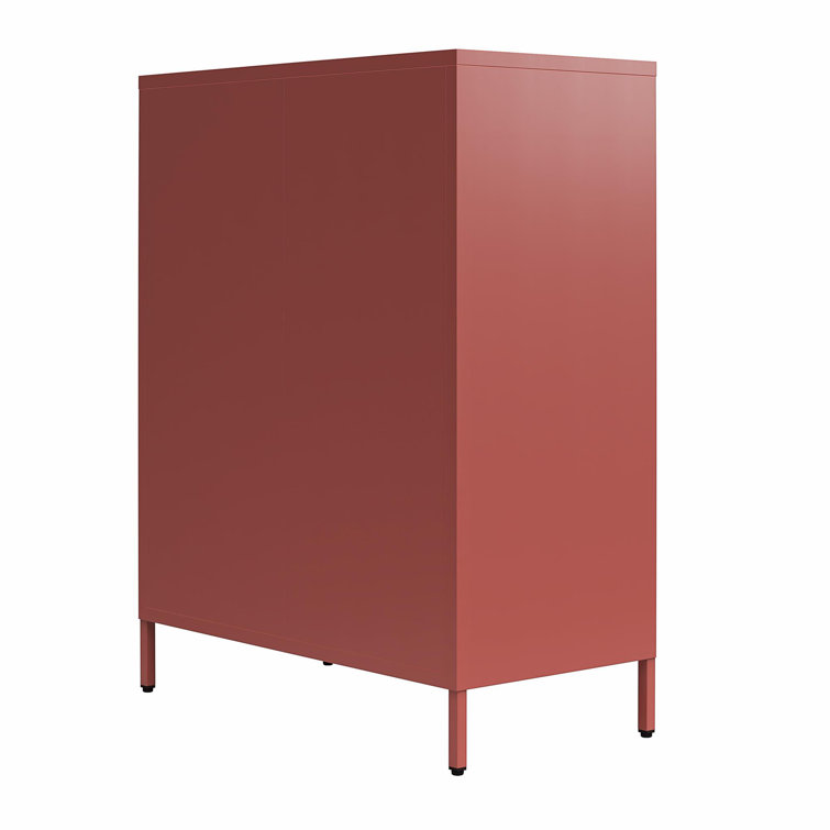 Terracotta Metal 2-Door Adjustable Shelving Accent Cabinet