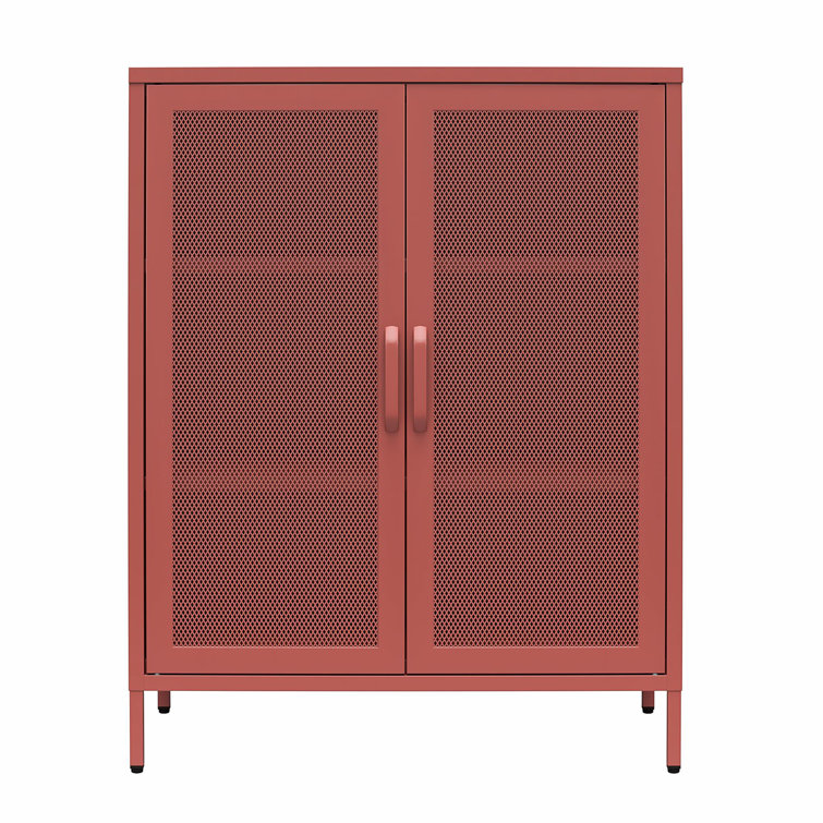Terracotta Metal 2-Door Adjustable Shelving Accent Cabinet