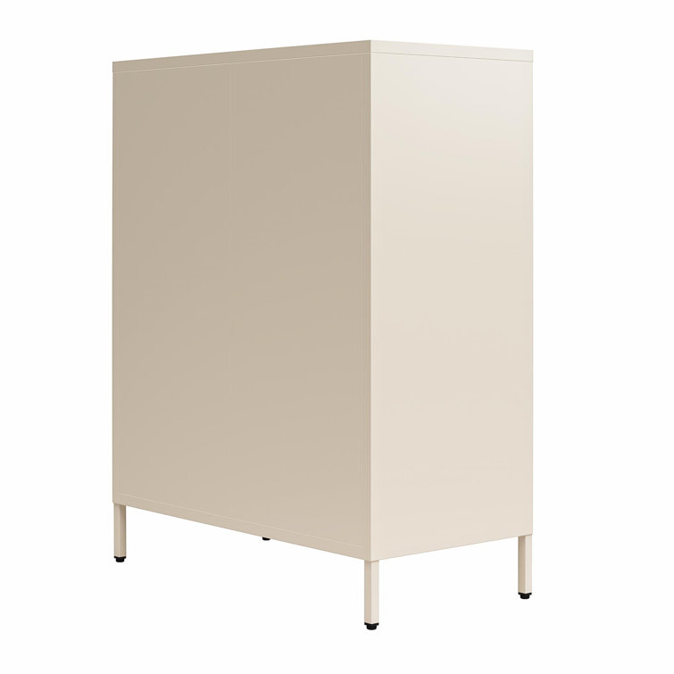 Parchment Steel 2-Door Mesh Bathroom Accent Cabinet