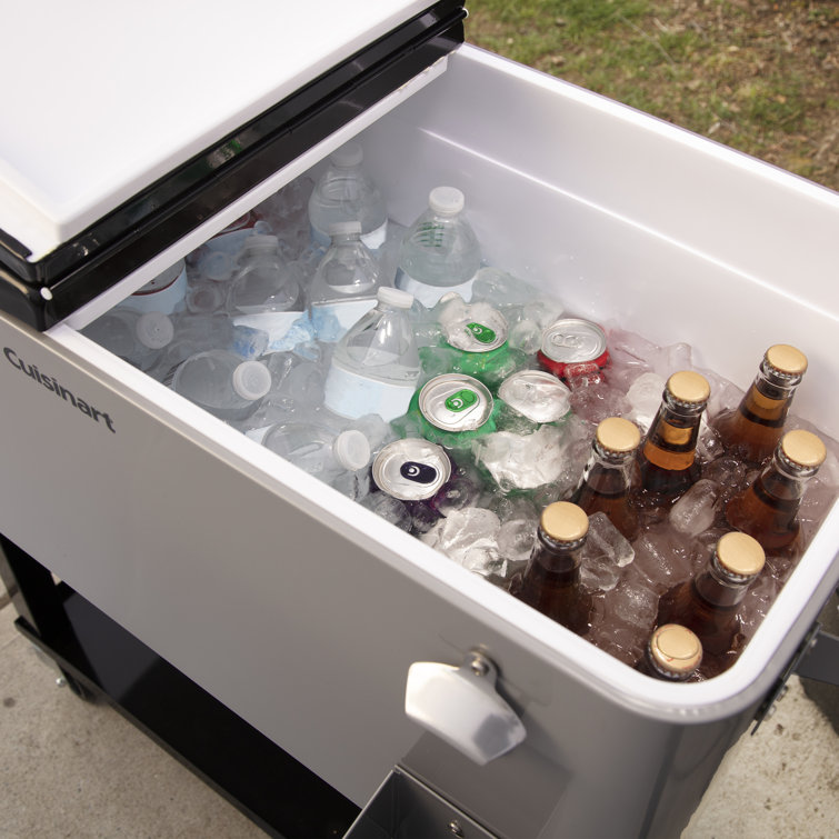 Gray Stainless Steel 80 Qt. Outdoor Cooler Cart with Wheels