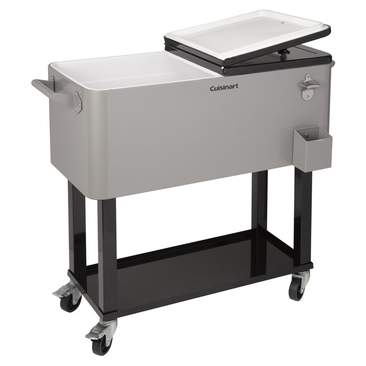 Gray Stainless Steel 80 Qt. Outdoor Cooler Cart with Wheels