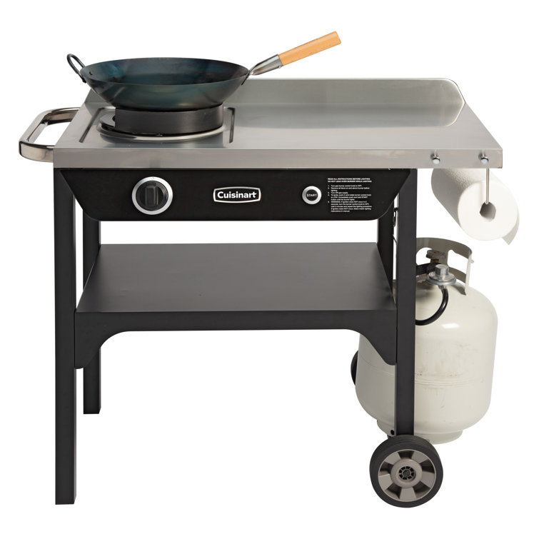 Cuisinart Black and Stainless Steel Outdoor Wok Station with Carbon Steel Wok
