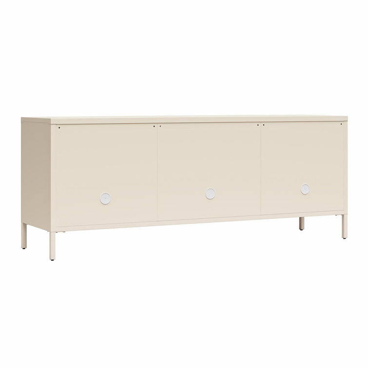 Parchment Metal TV Stand with Fluted Glass Doors, 60"