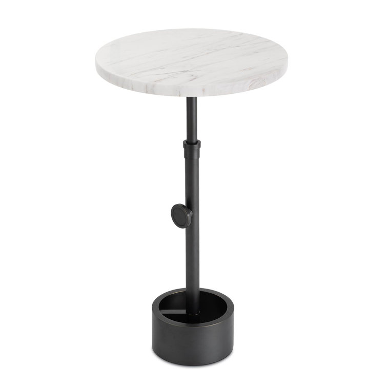 Adjustable Height Round Marble and Metal Accent Table