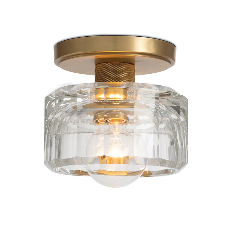 Natural Brass Crystal Flush Mount Ceiling Light