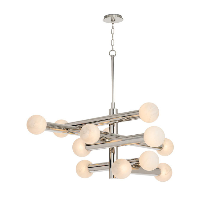Polished Nickel 12-Light Sputnik Chandelier with Glass Globes