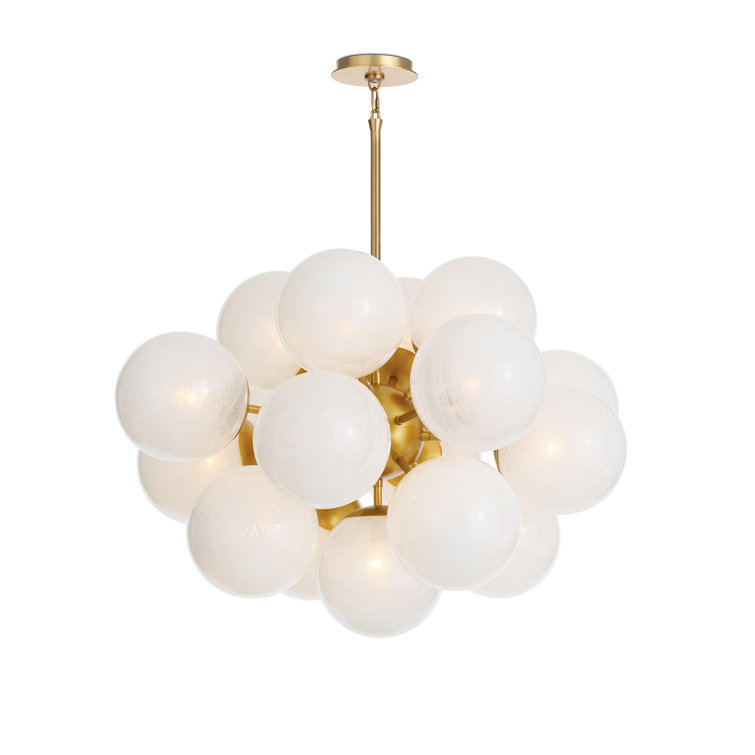 Natural Brass Sputnik Chandelier with Swirl Glass Globes